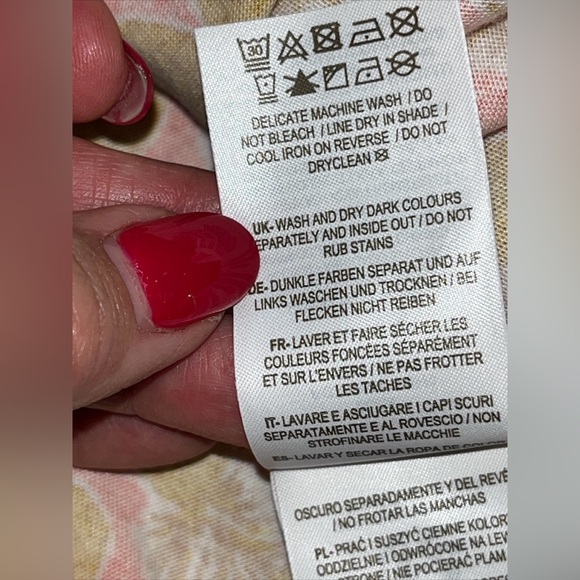 Boden YELLOW pink Pineapple Flippy Jersey Mini DRESS size 14R Flared 1/2 Button - Picture 12 of 16